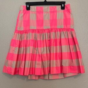 J. Crew Vibrant Pink and Tan A-Line Skirt